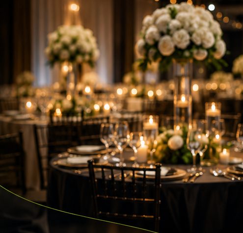 Elegant floral event table styling